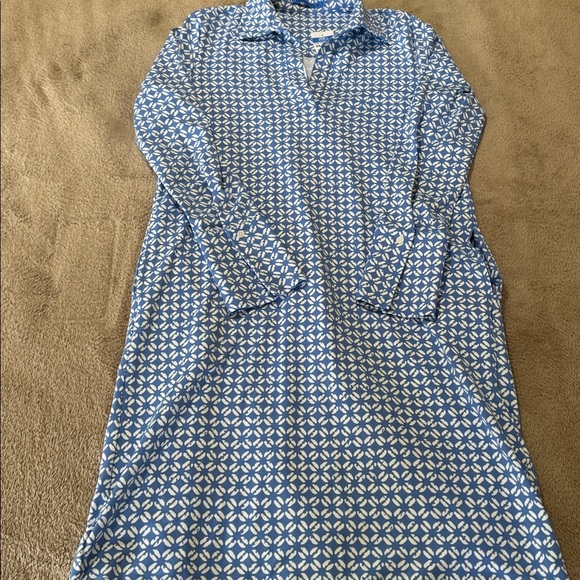 J. McLaughlin NWT Cagney Pullover Blue and White Geometric Long Sleeve Dress - Picture 12 of 13